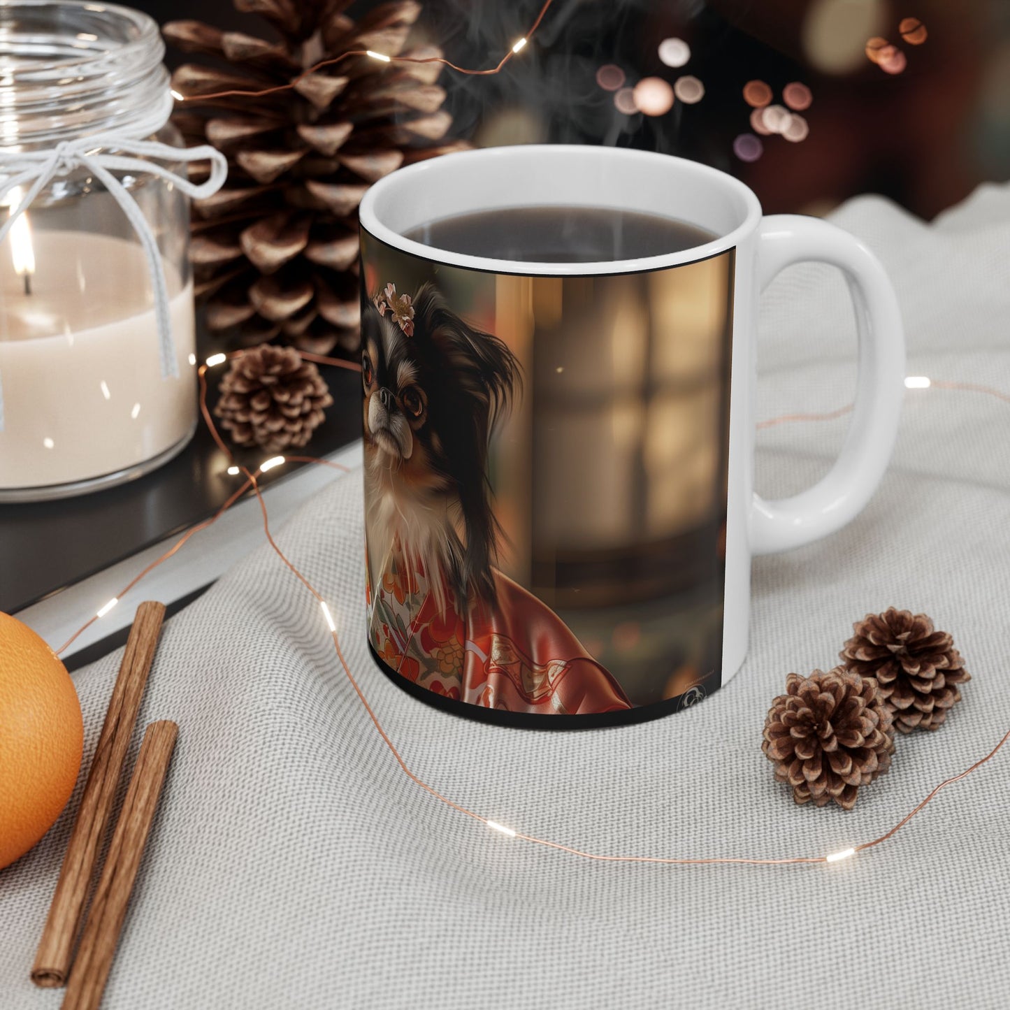 Japanese Chin Mug – Floral Kimono Dog Coffee Cup - Pikipa