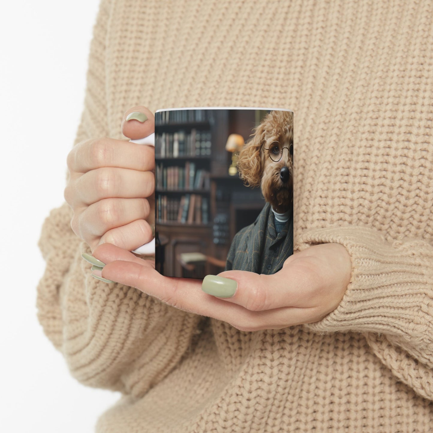 Labradoodle Aristocrat Mug – Vintage Dog Portrait Coffee Cup - Pikipa