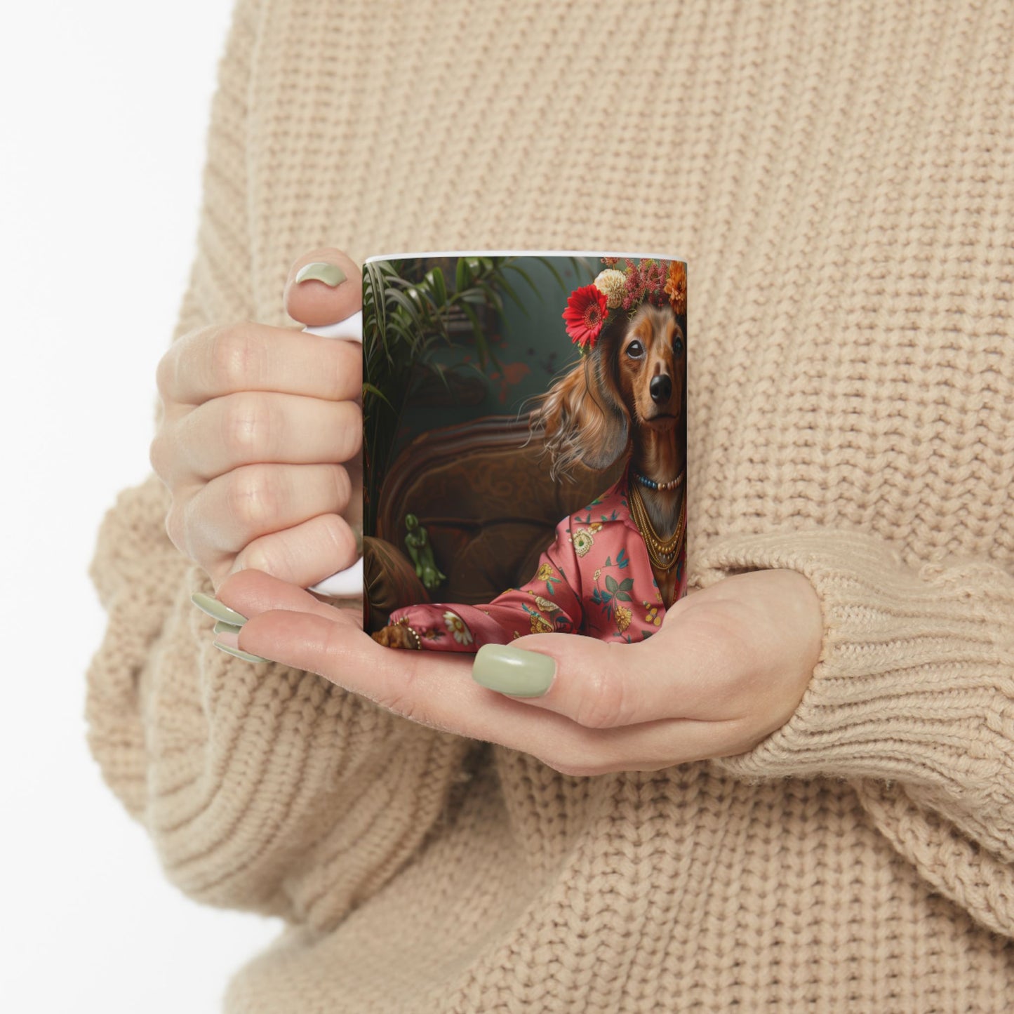 Longhaired Dachshund Mug – Bohemian Queen Dog Coffee Cup - Pikipa