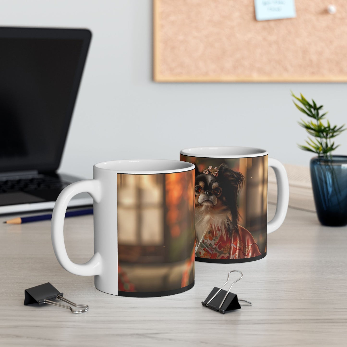 Japanese Chin Mug – Floral Kimono Dog Coffee Cup - Pikipa