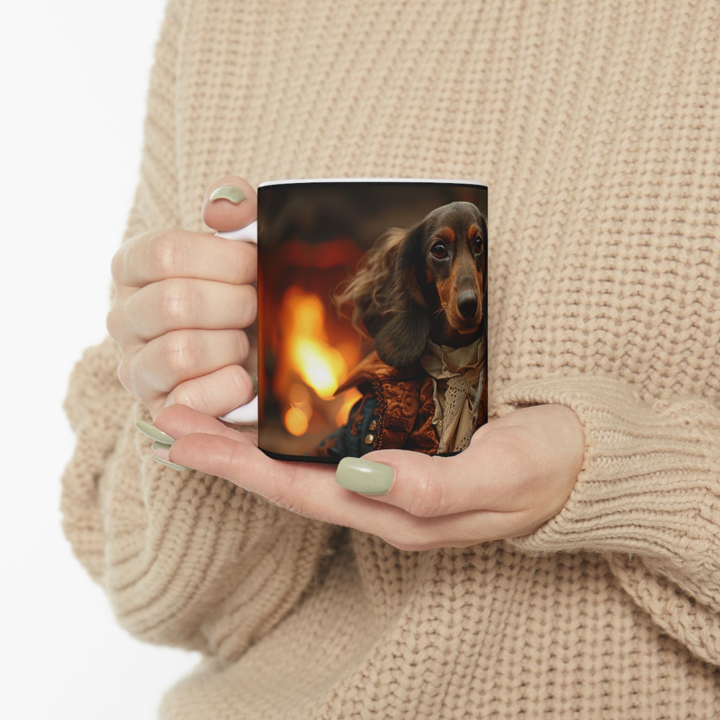 Longhaired Dachshund Mug – Victorian Aristocrat Dog Coffee Cup - Pikipa