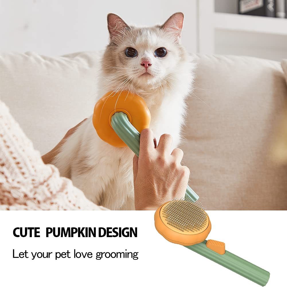 Pumpkin Pet Grooming Brush – Self-Cleaning Slicker for a Tangle-Free Coat - Pikipa
