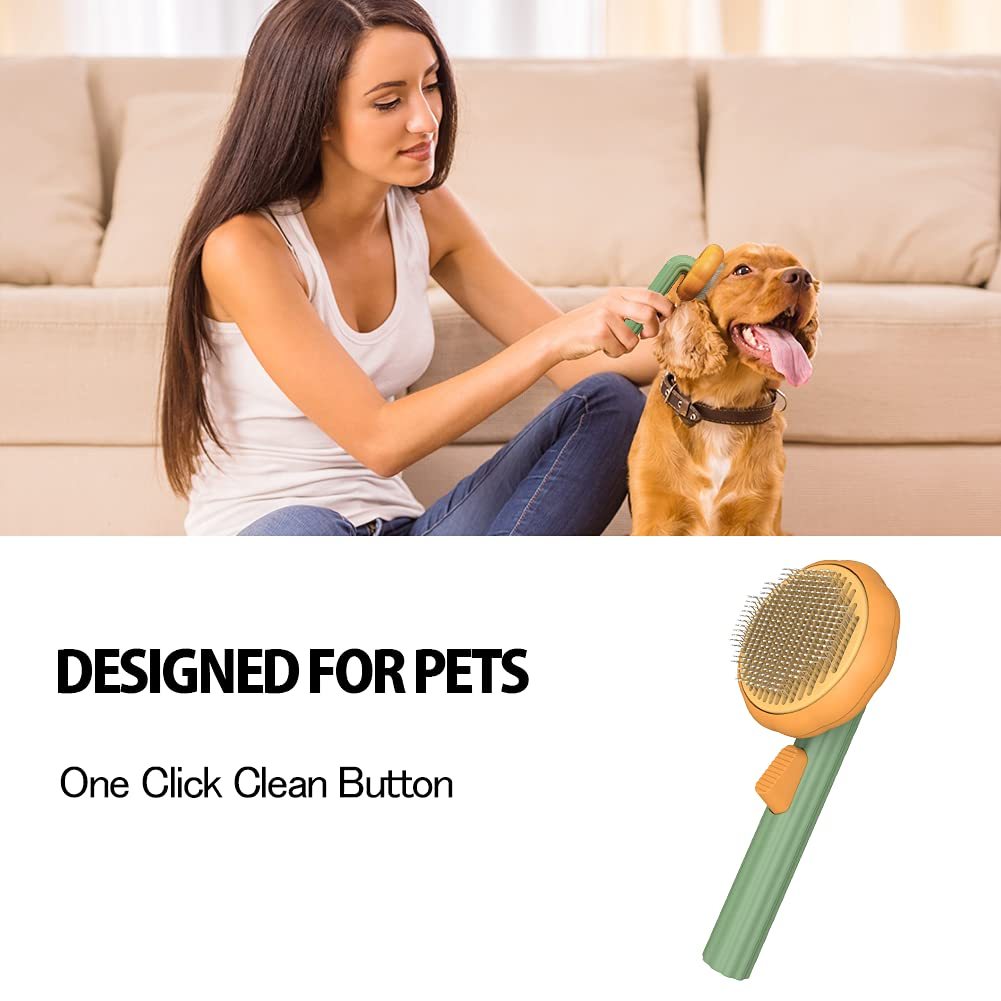 Pumpkin Pet Grooming Brush – Self-Cleaning Slicker for a Tangle-Free Coat - Pikipa