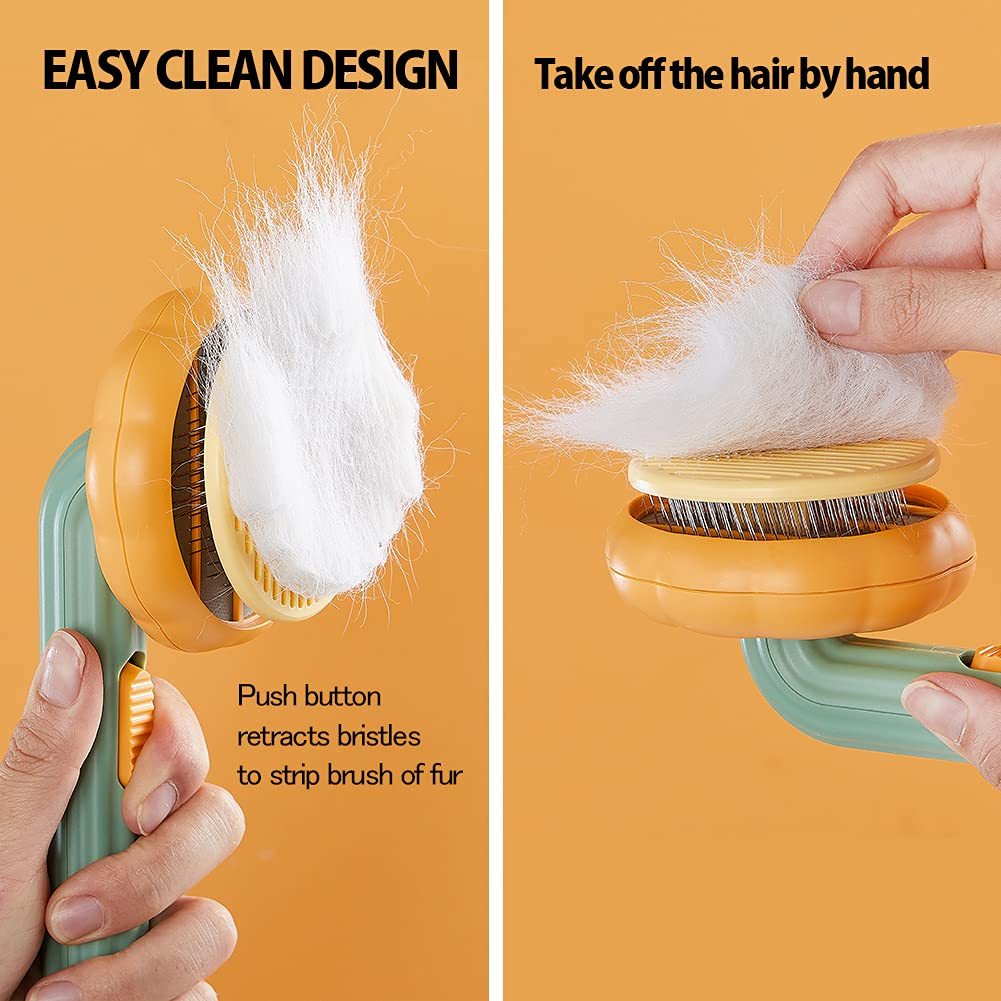 Pumpkin Pet Grooming Brush – Self-Cleaning Slicker for a Tangle-Free Coat - Pikipa