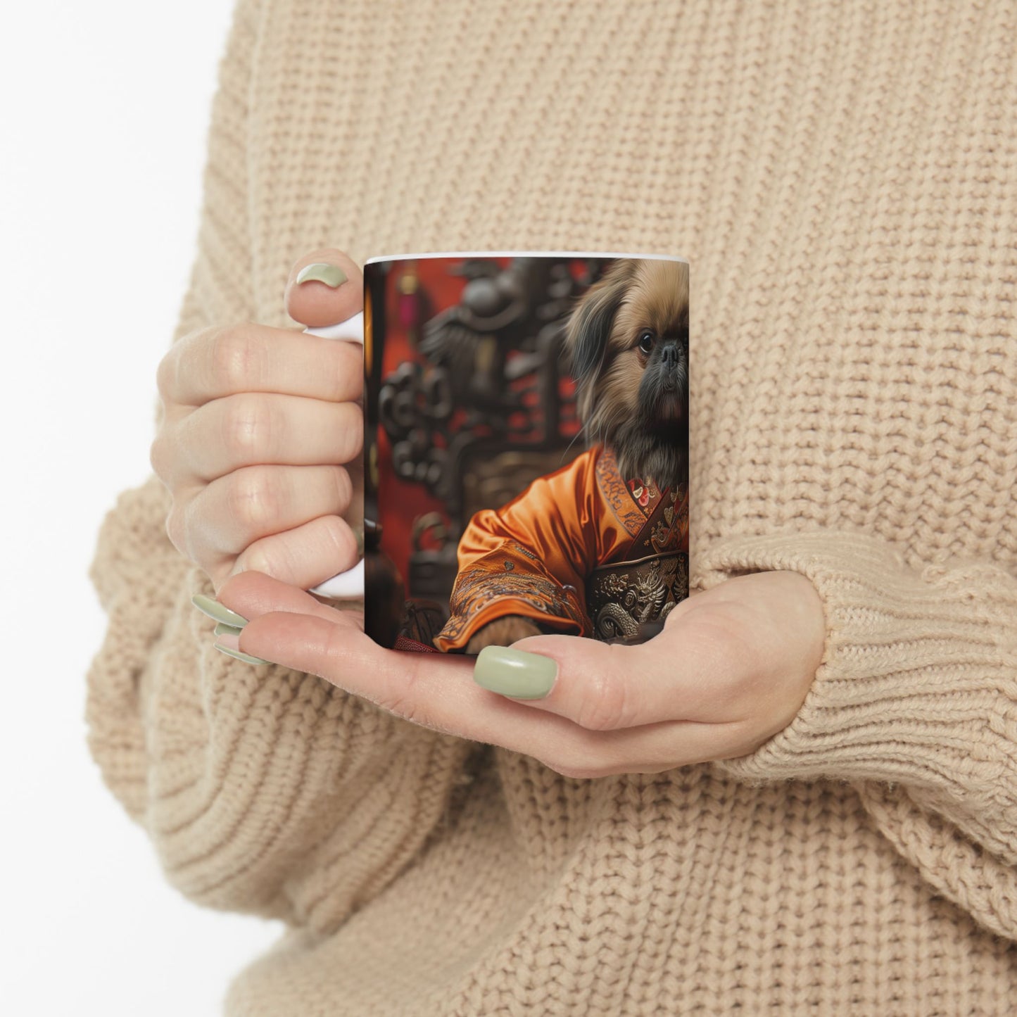 Pekingese Emperor Mug – Noble Dog Art Coffee Cup - Pikipa