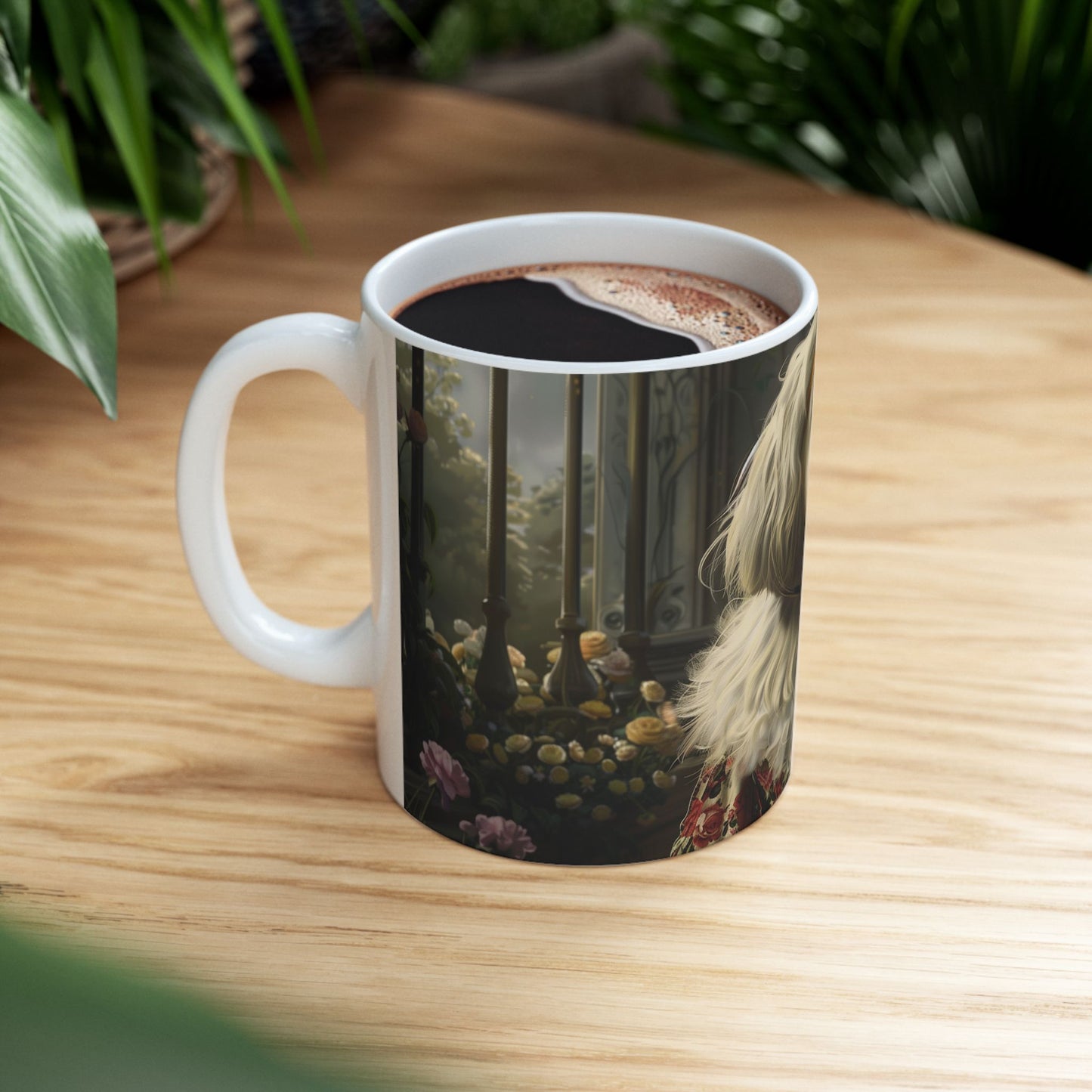 Old English Sheepdog Lady Mug – Elegant Dog Coffee Cup - Pikipa