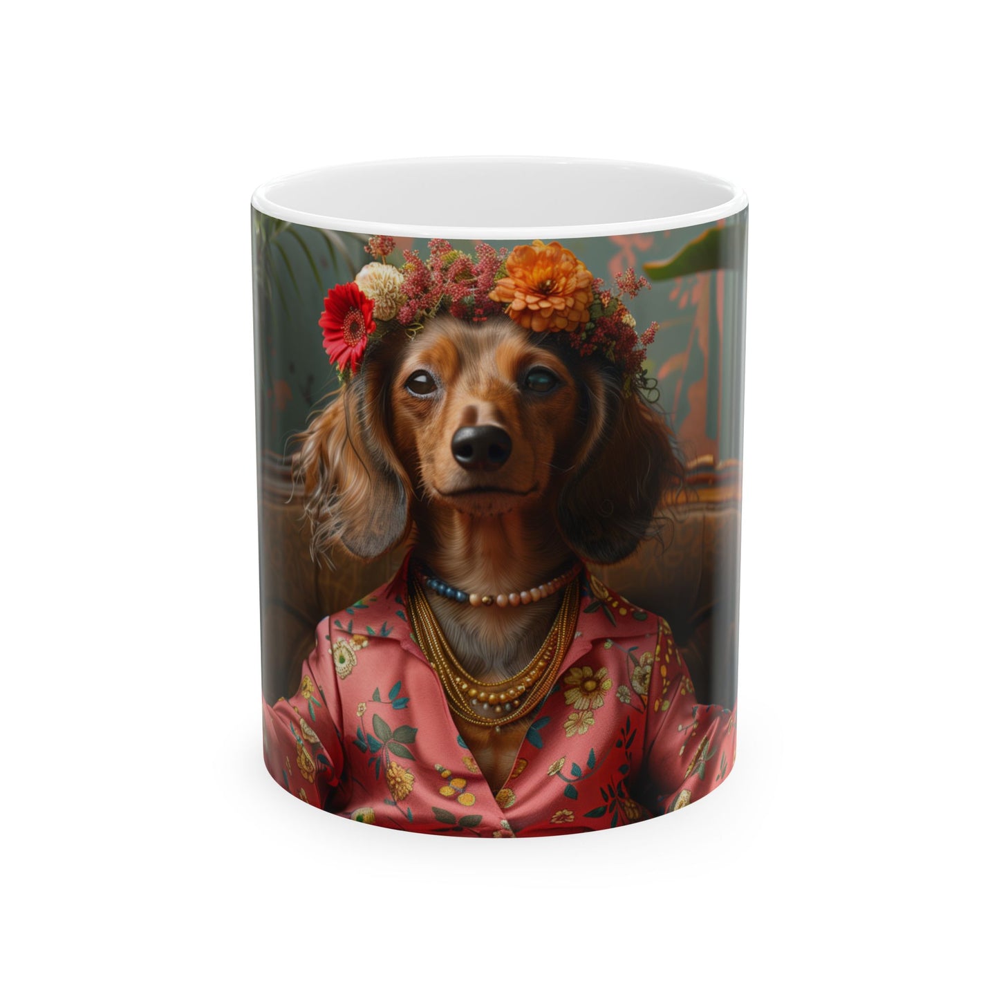 Longhaired Dachshund Mug – Bohemian Queen Dog Coffee Cup - Pikipa