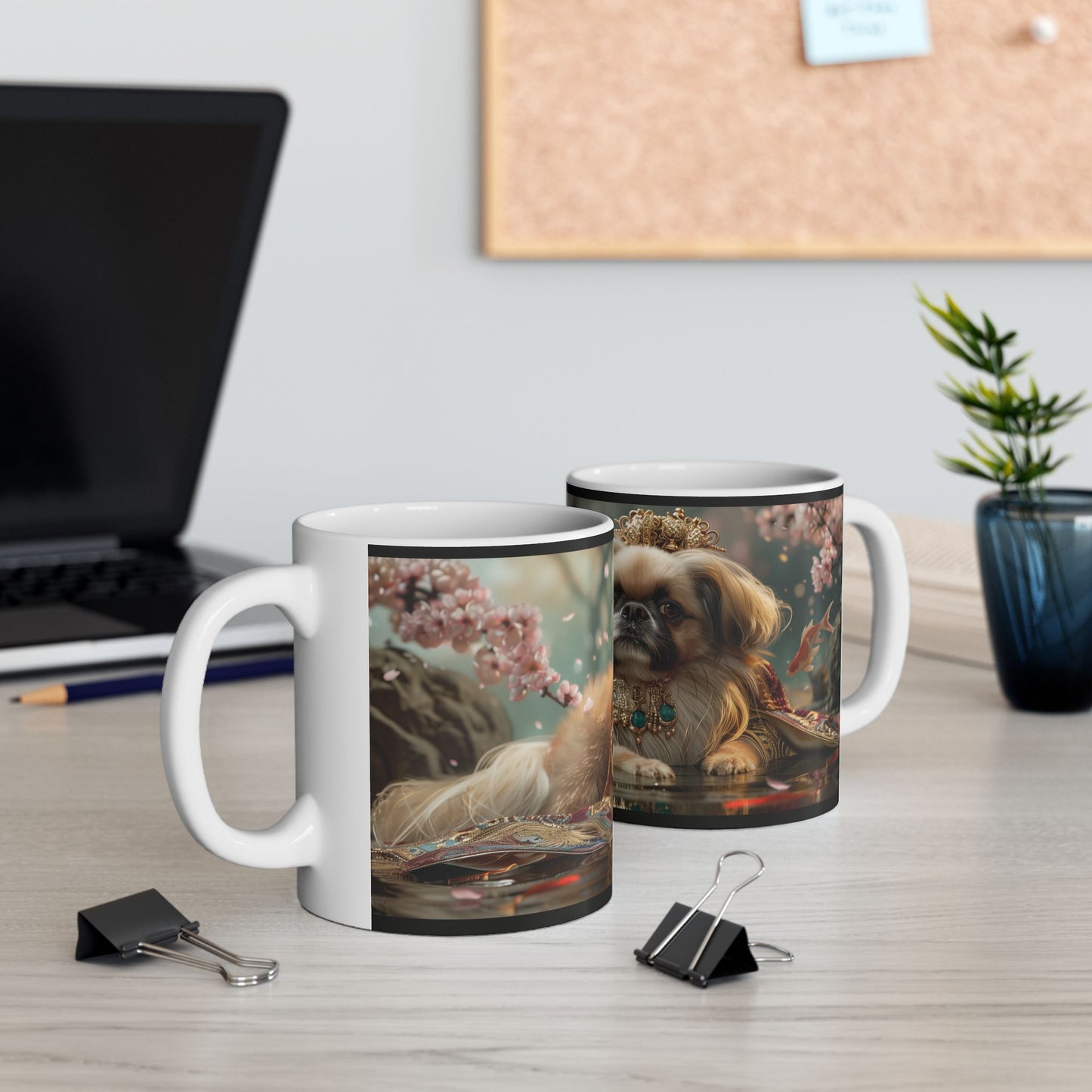 Pekingese Empress Mug – Aristocratic Dog Portrait Coffee Cup - Pikipa