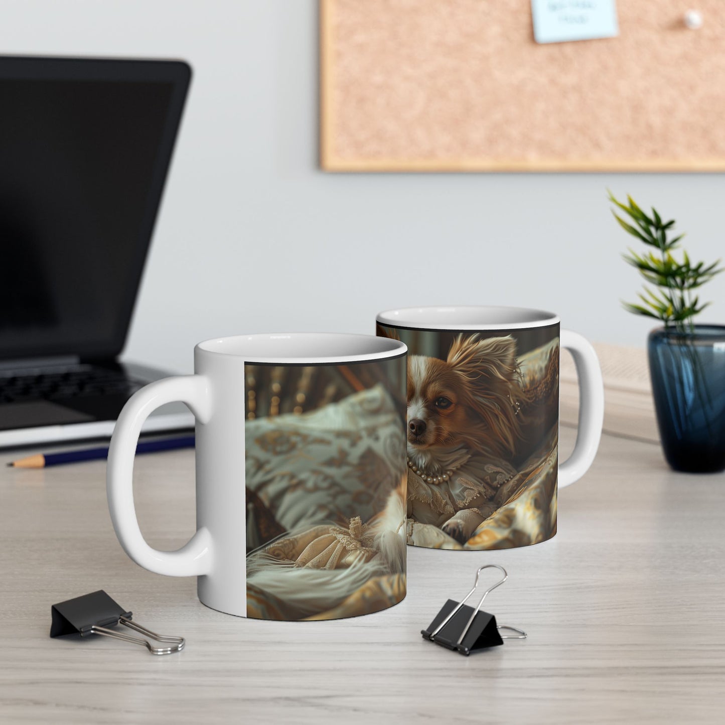 Papillon Noblewoman Mug – Fancy Dog Portrait Coffee Cup - Pikipa