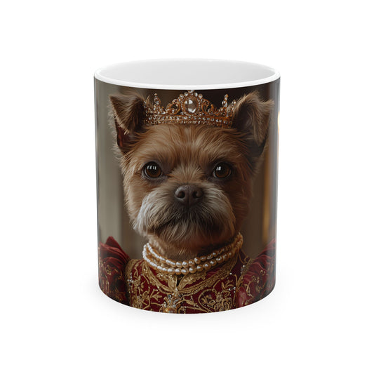 Brussels Griffon Mug – Royal Queen Dog Cup with Vintage Elegance - Pikipa