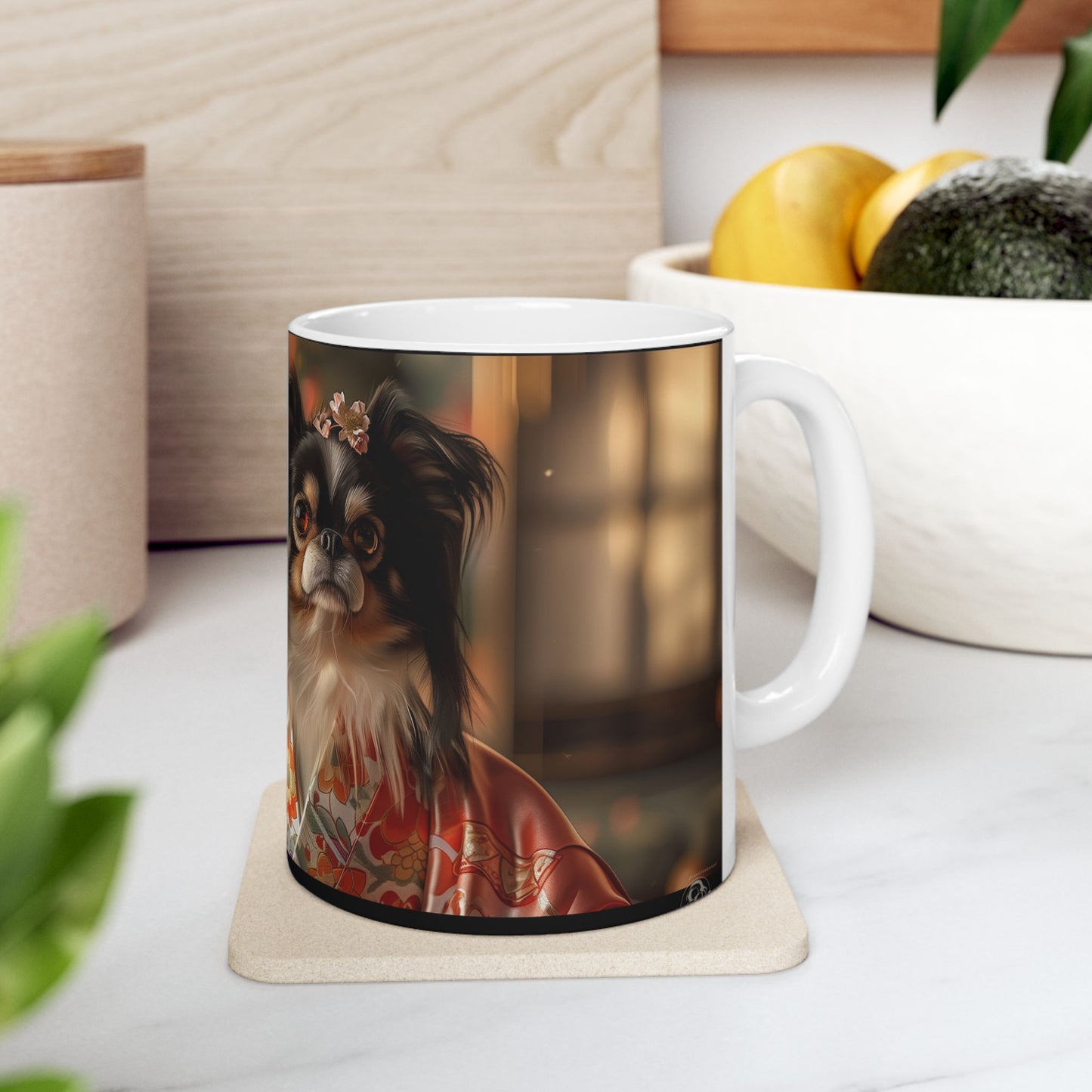Japanese Chin Mug – Floral Kimono Dog Coffee Cup - Pikipa