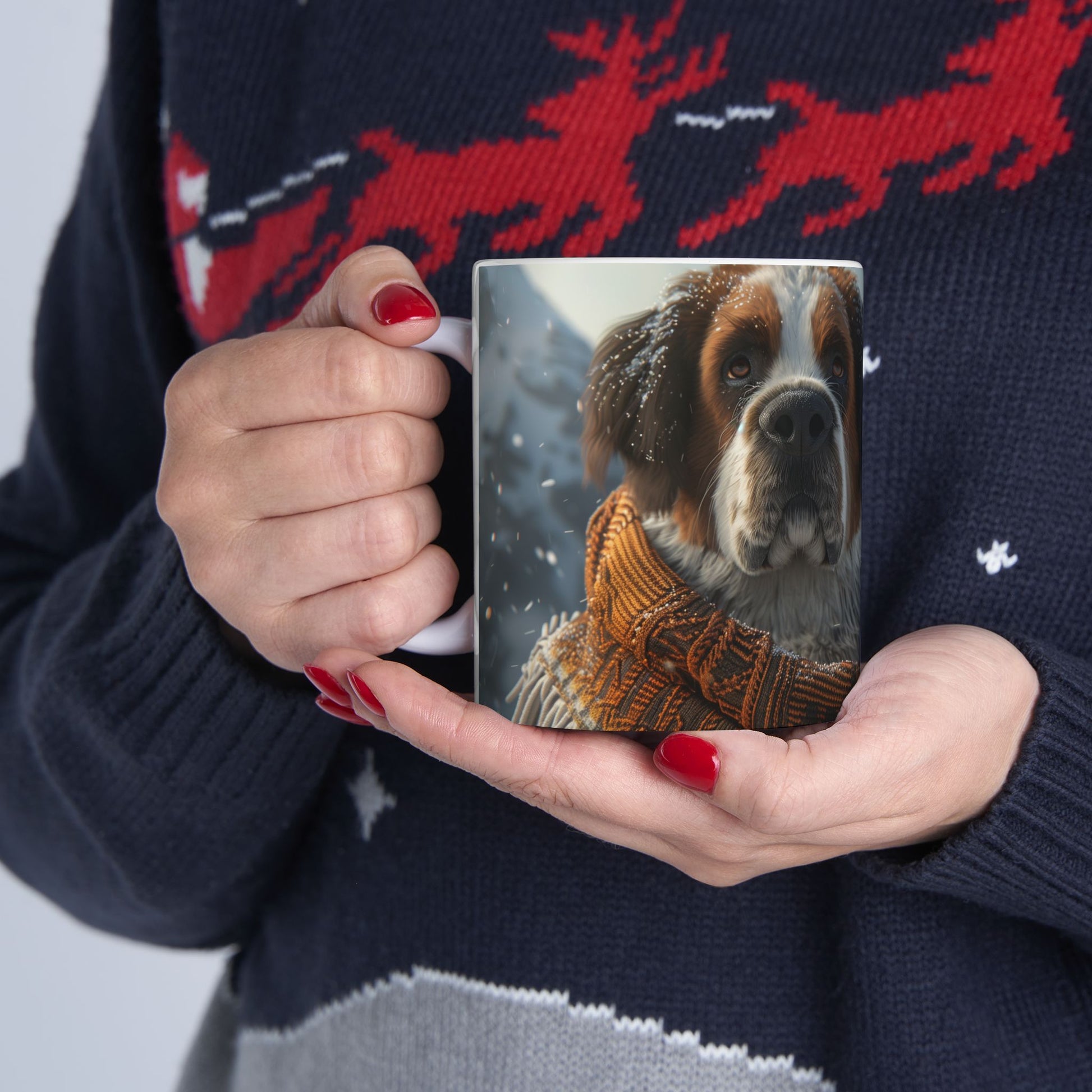 Saint Bernard Mug – Winter Dog Coffee Cup for Pet Lovers - Pikipa