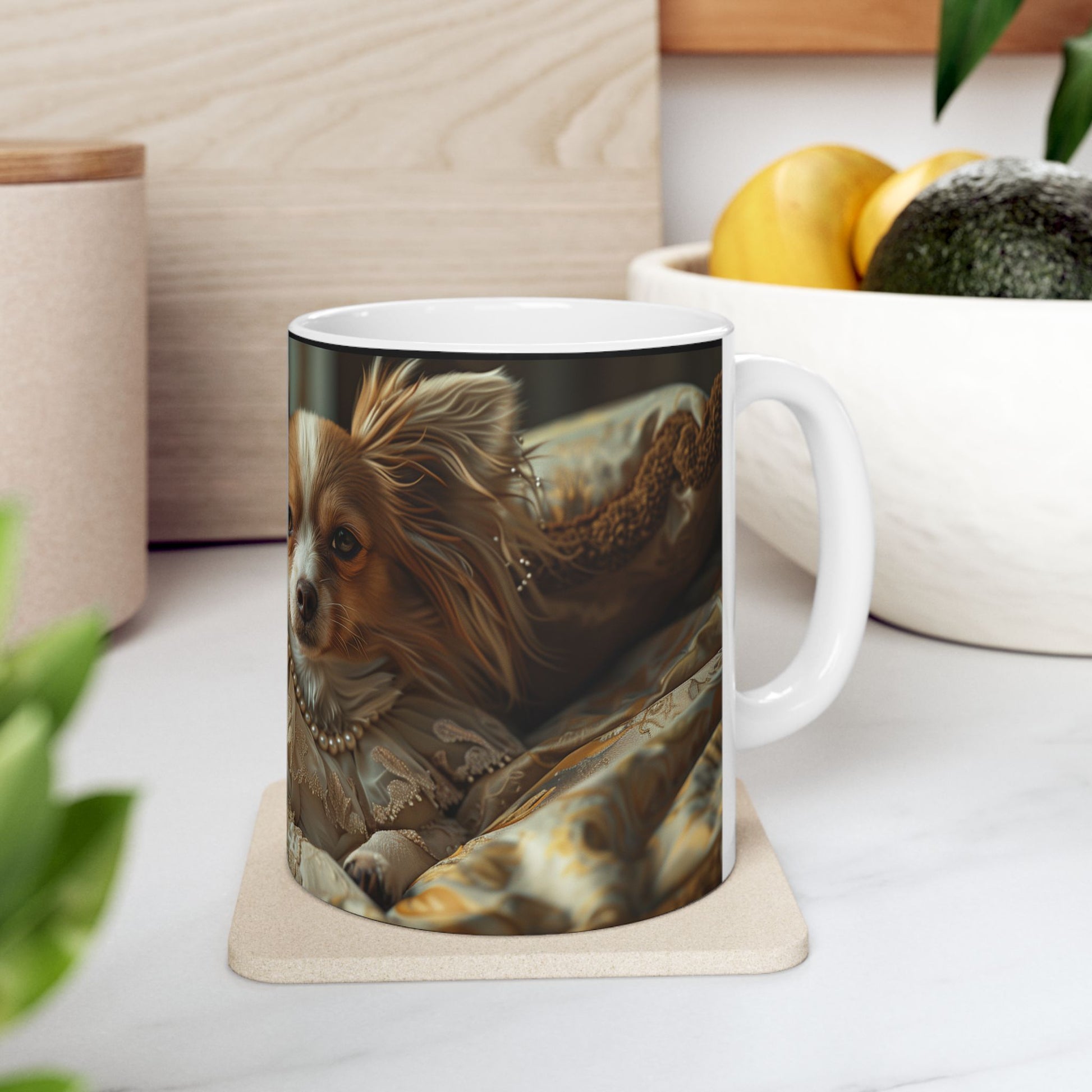 Papillon Noblewoman Mug – Fancy Dog Portrait Coffee Cup - Pikipa