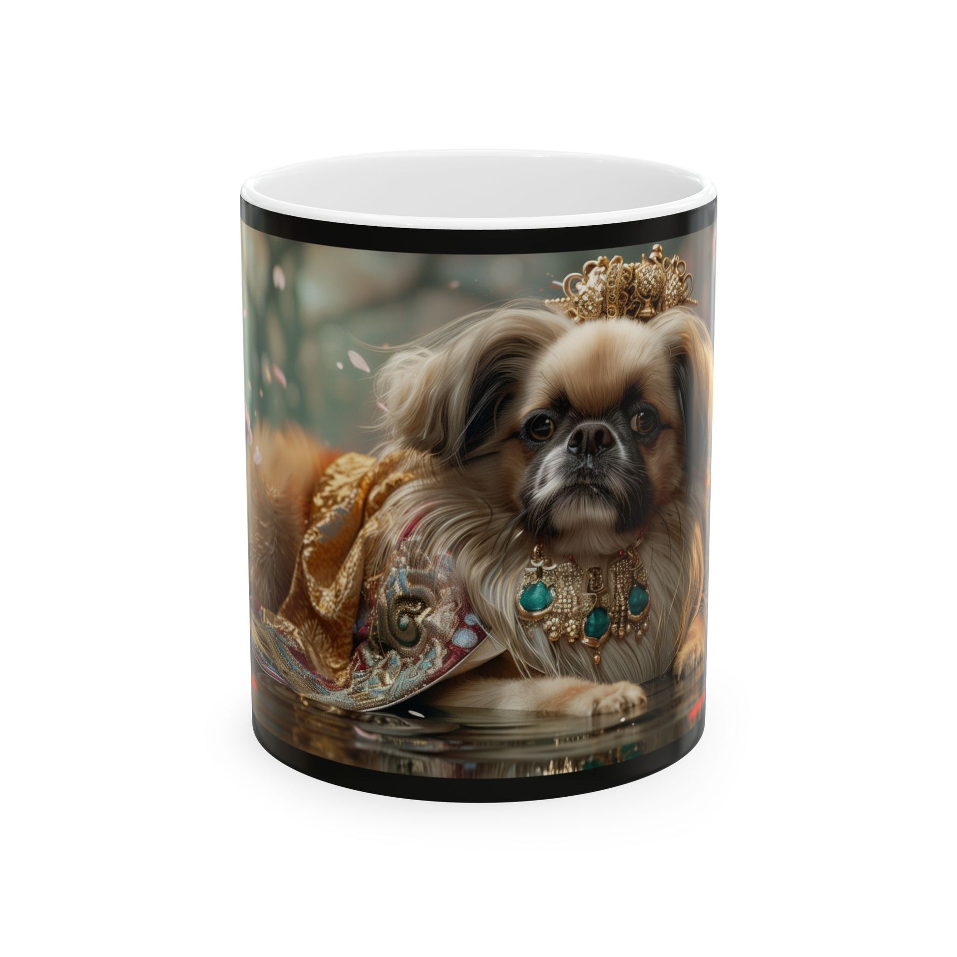 Pekingese Empress Mug – Aristocratic Dog Portrait Coffee Cup - Pikipa
