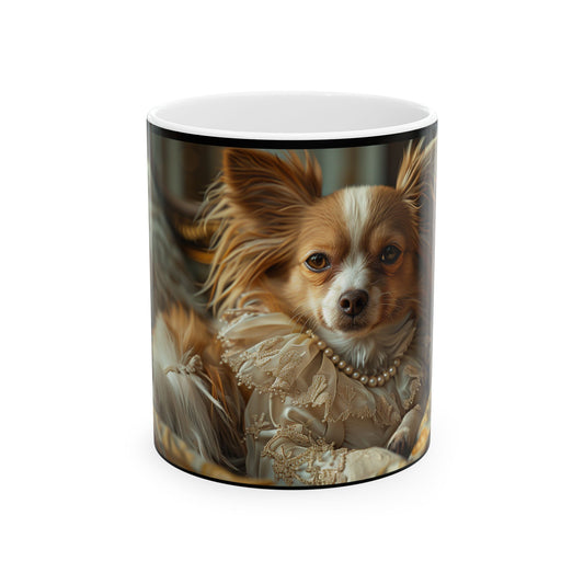 Papillon Noblewoman Mug – Fancy Dog Portrait Coffee Cup - Pikipa