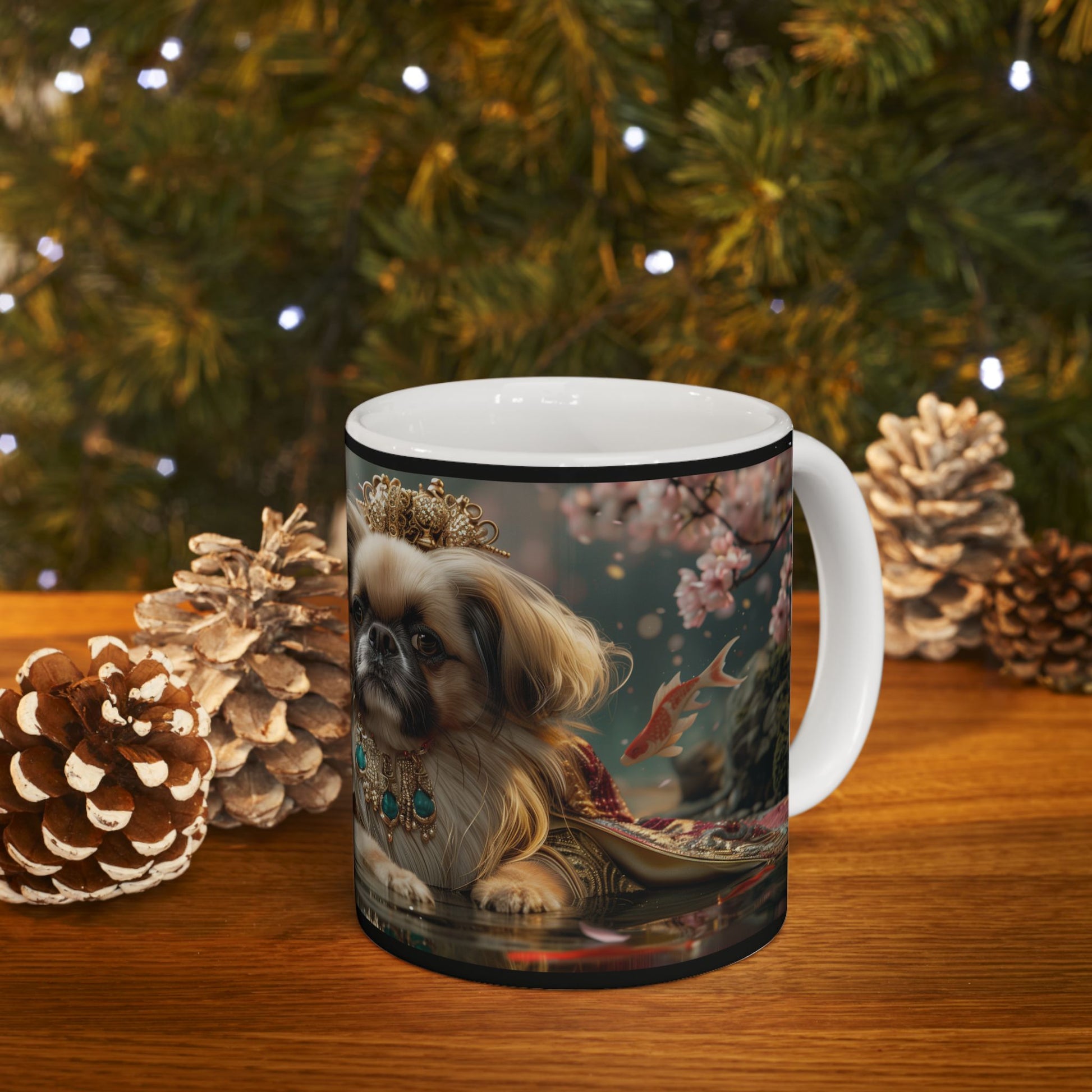 Pekingese Empress Mug – Aristocratic Dog Portrait Coffee Cup - Pikipa
